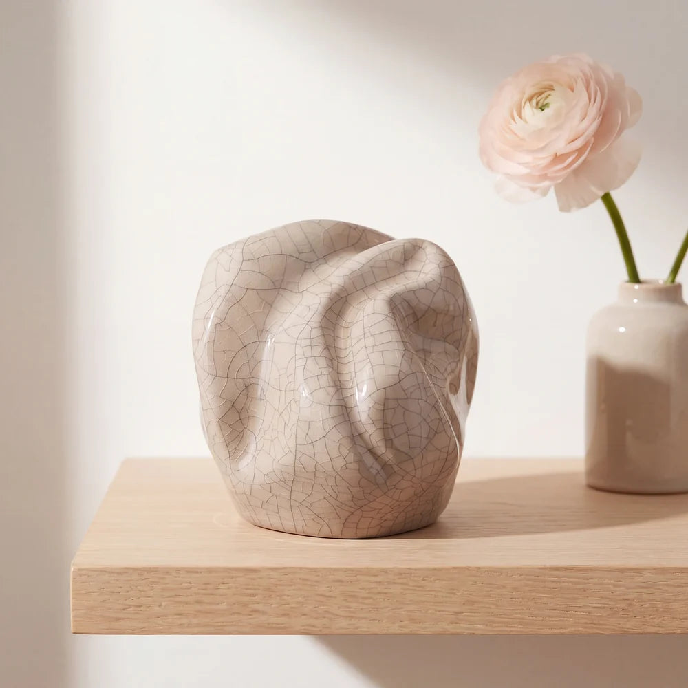 Precious Small Urn for Ashes in Crackle Glaze