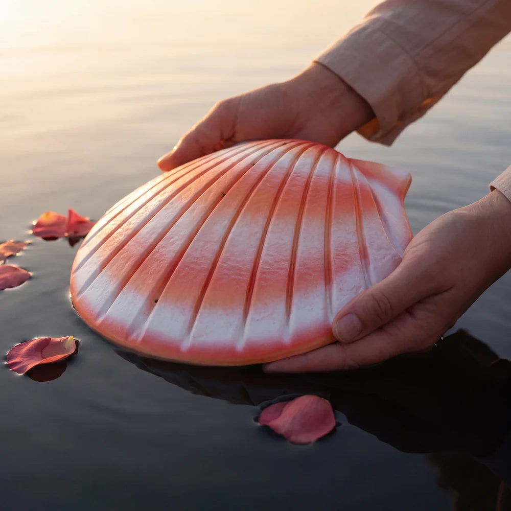 Shell Biodegradable Water Urns for Ashes in Coral Pink