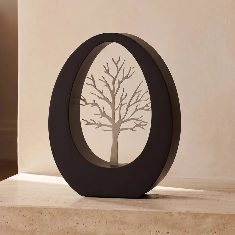 Tree of Life Adult Cremation Urn for Ashes in Matte Black Stainless Steel