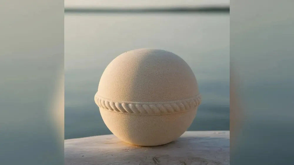 Oceane biodegradable water urn on the shore