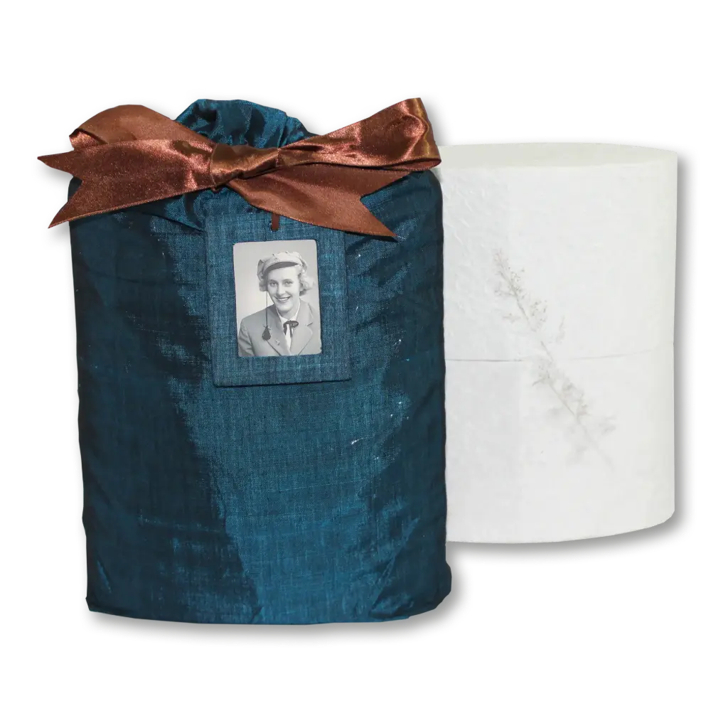 Reflect Earthurn Biodegradable Urn for Ashes with Blue Silk Bag - Extra Large