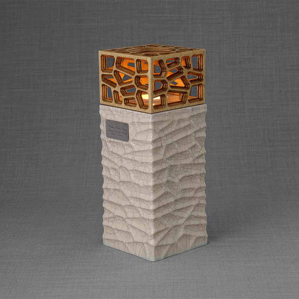 Eternal Lantern Candle Adult Cremation Urn for Ashes in Crackle Glaze