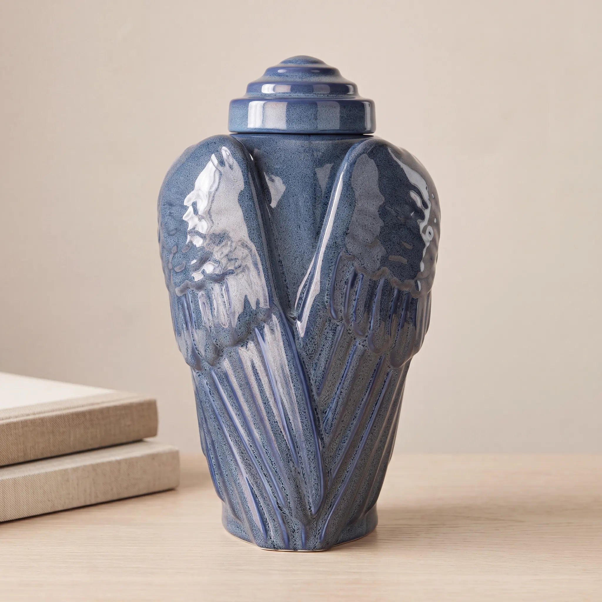 Angel Wings Adult Cremation Urn for Ashes in Blue