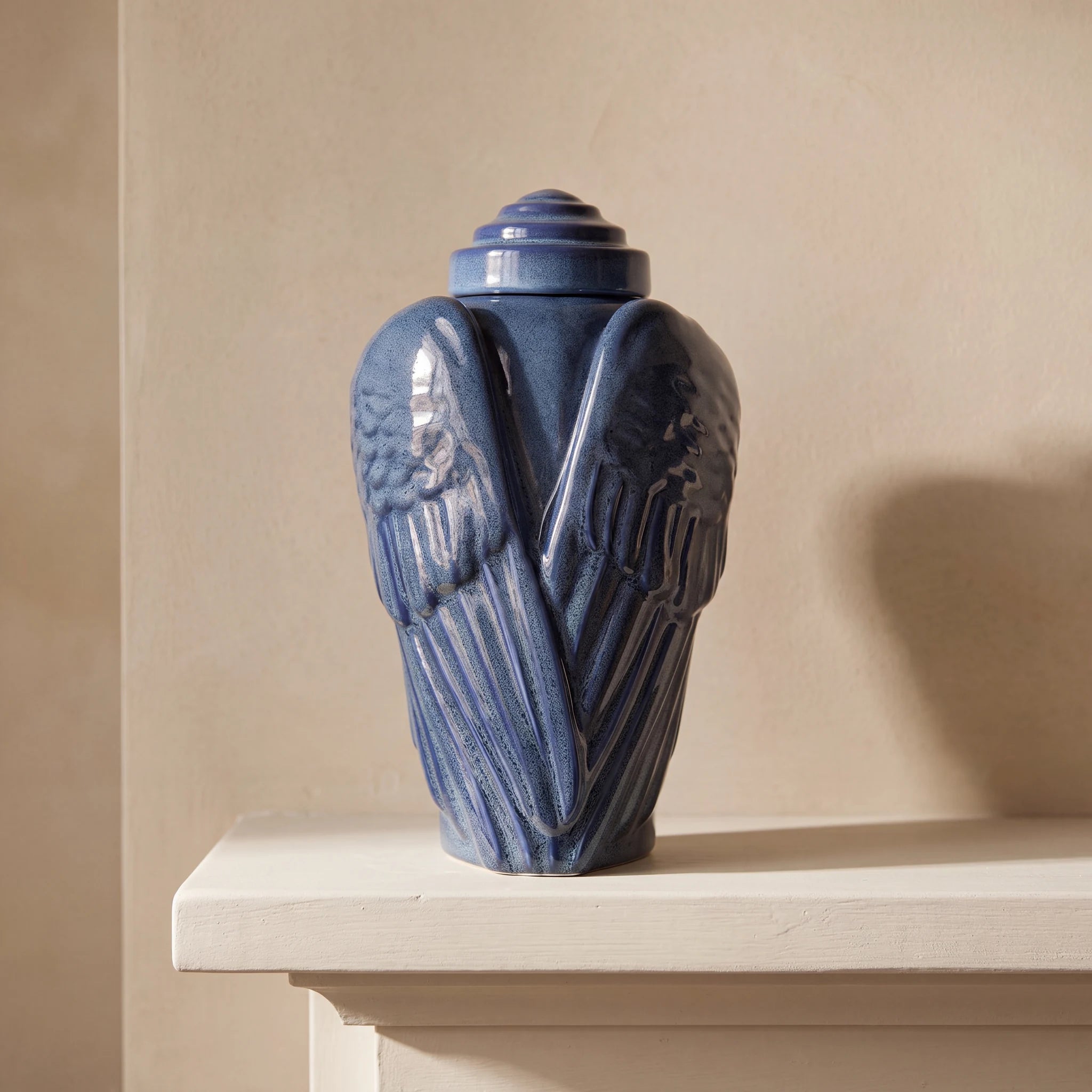 Angel Wings Adult Cremation Urn for Ashes in Blue