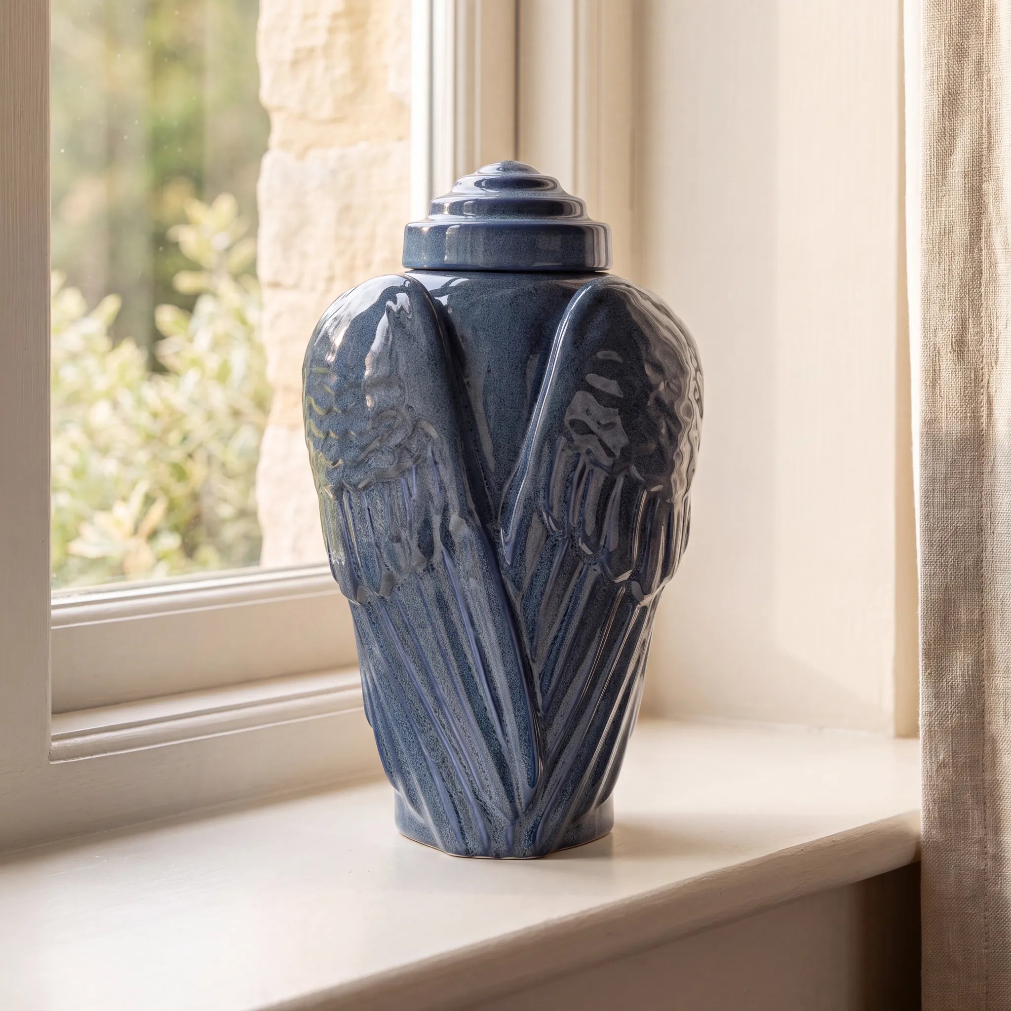 Angel Wings Adult Cremation Urn for Ashes in Blue