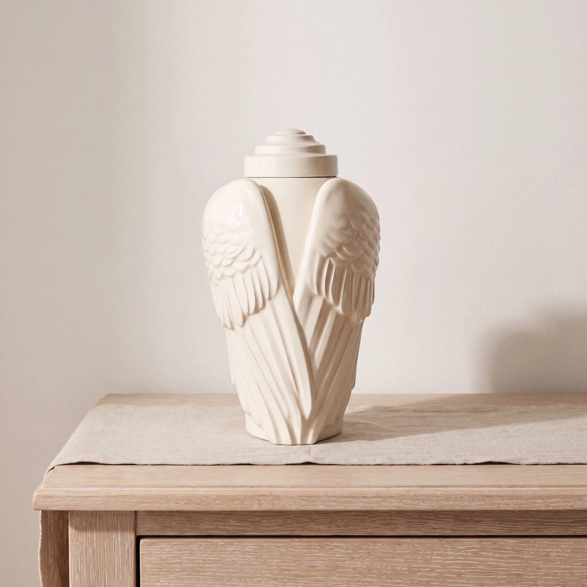 Angel Wings Adult Cremation Urn for Ashes in Cream