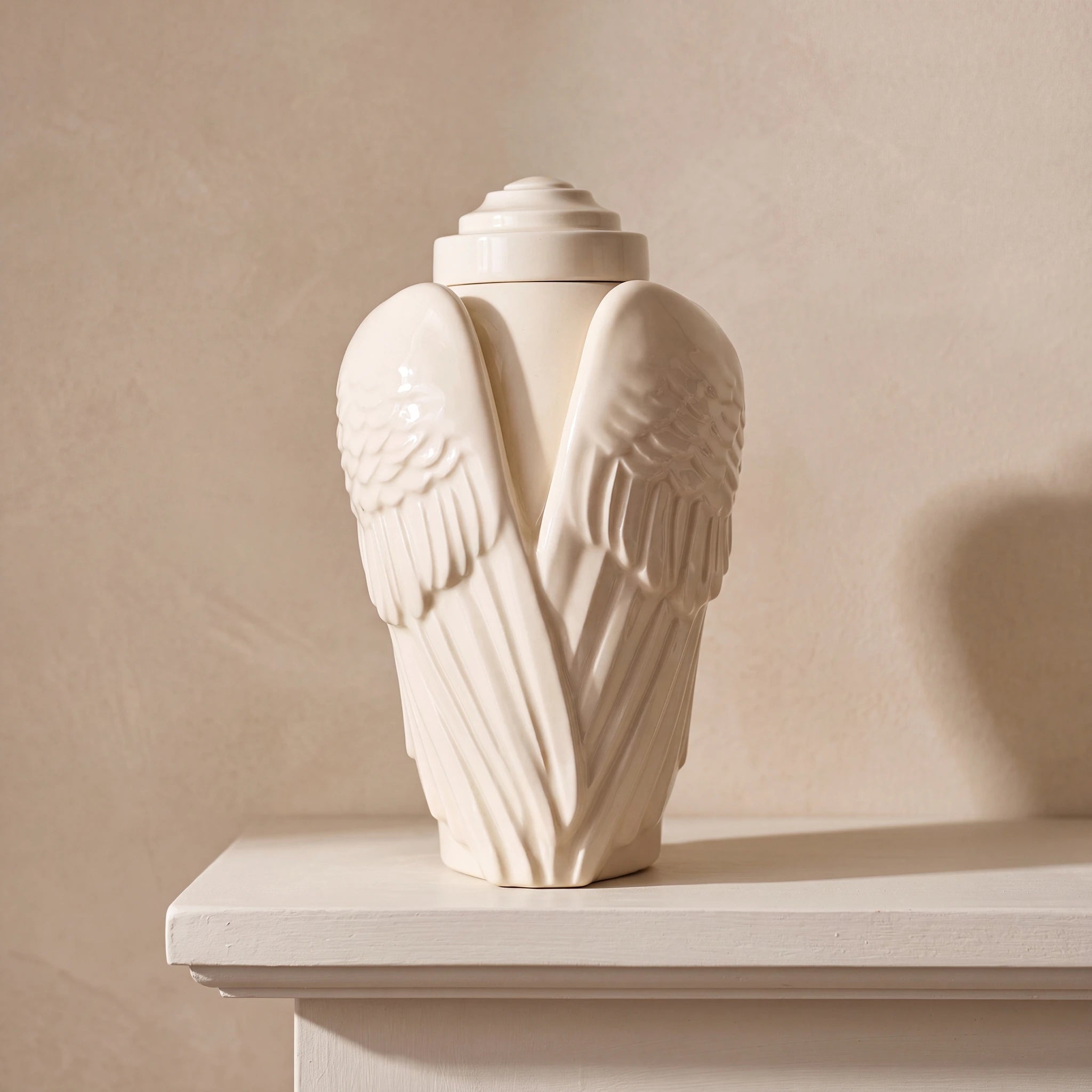 Angel Wings Adult Cremation Urn for Ashes in Cream