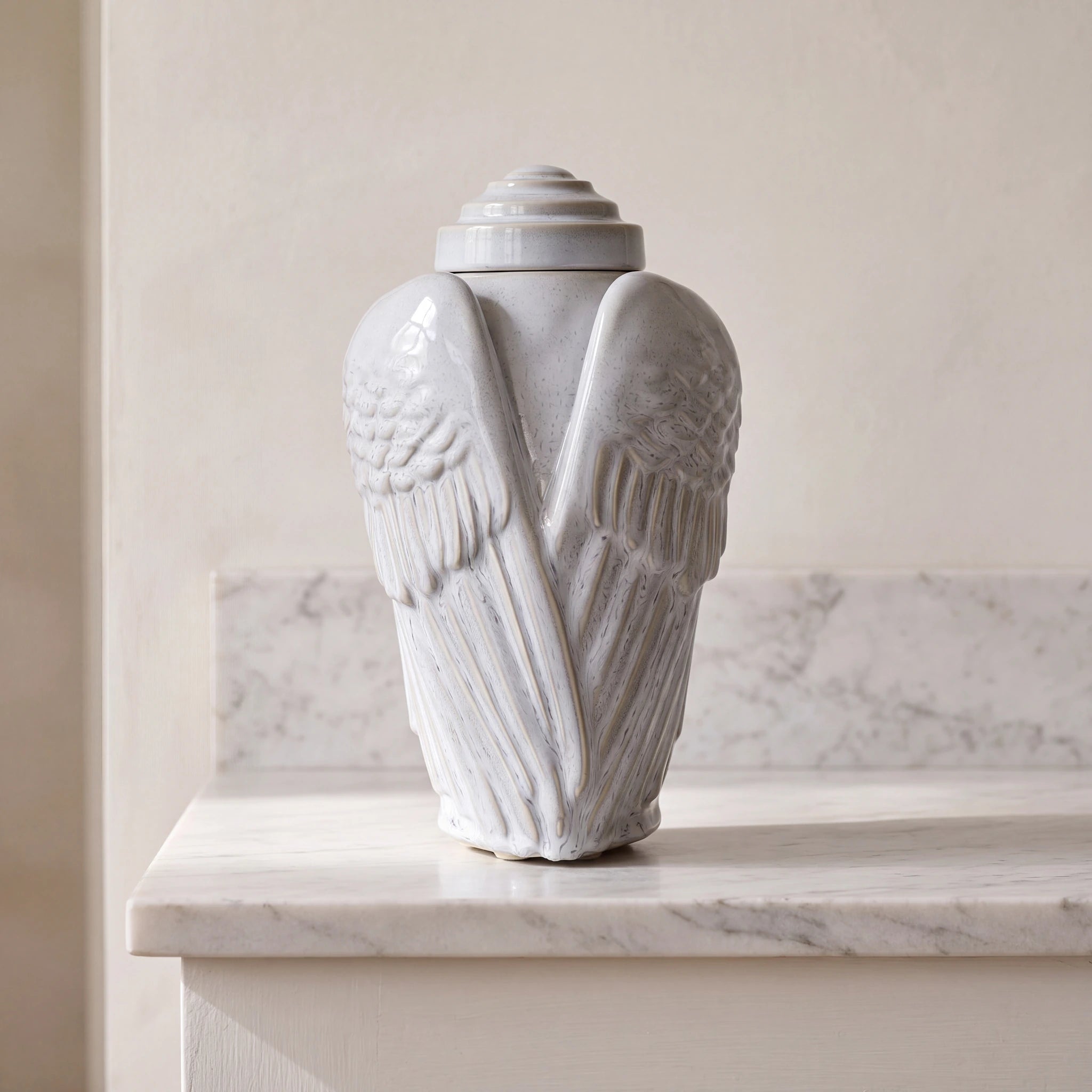 Angel Wings Adult Cremation Urn for Ashes in Grey