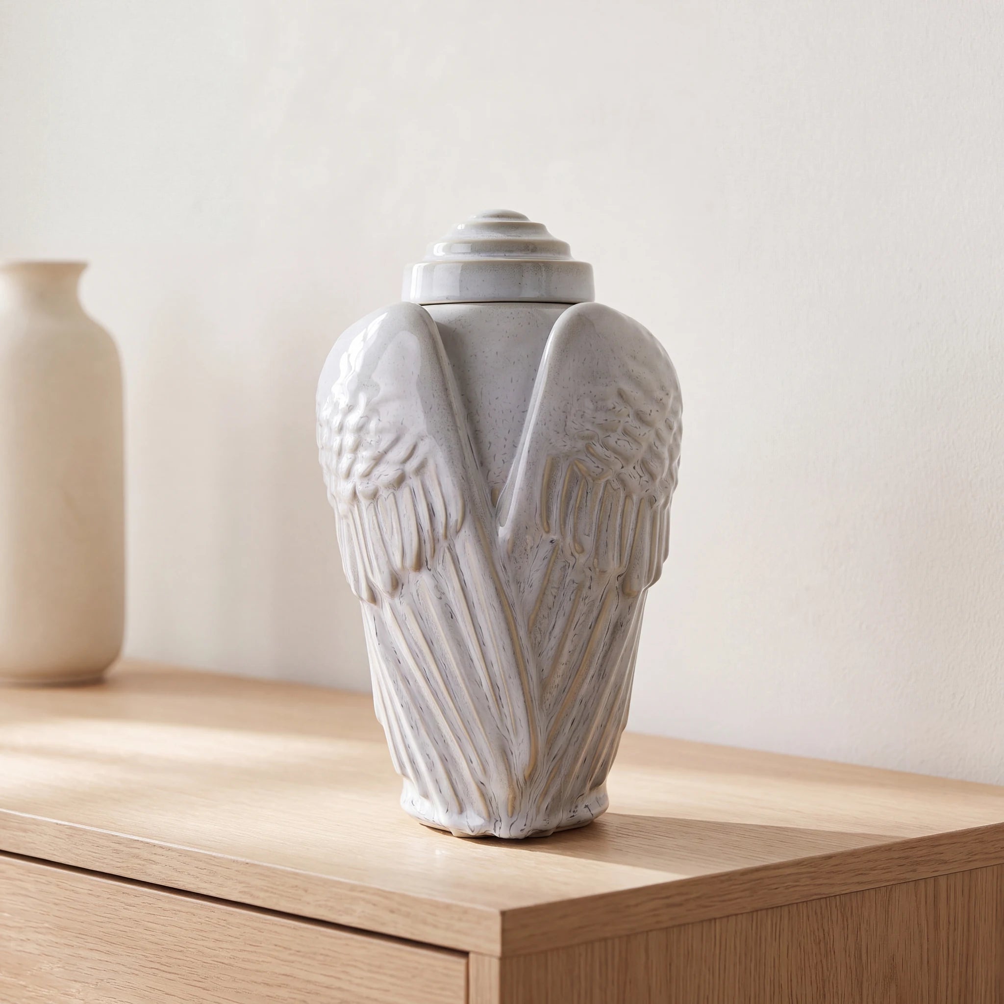 Angel Wings Adult Cremation Urn for Ashes in Grey