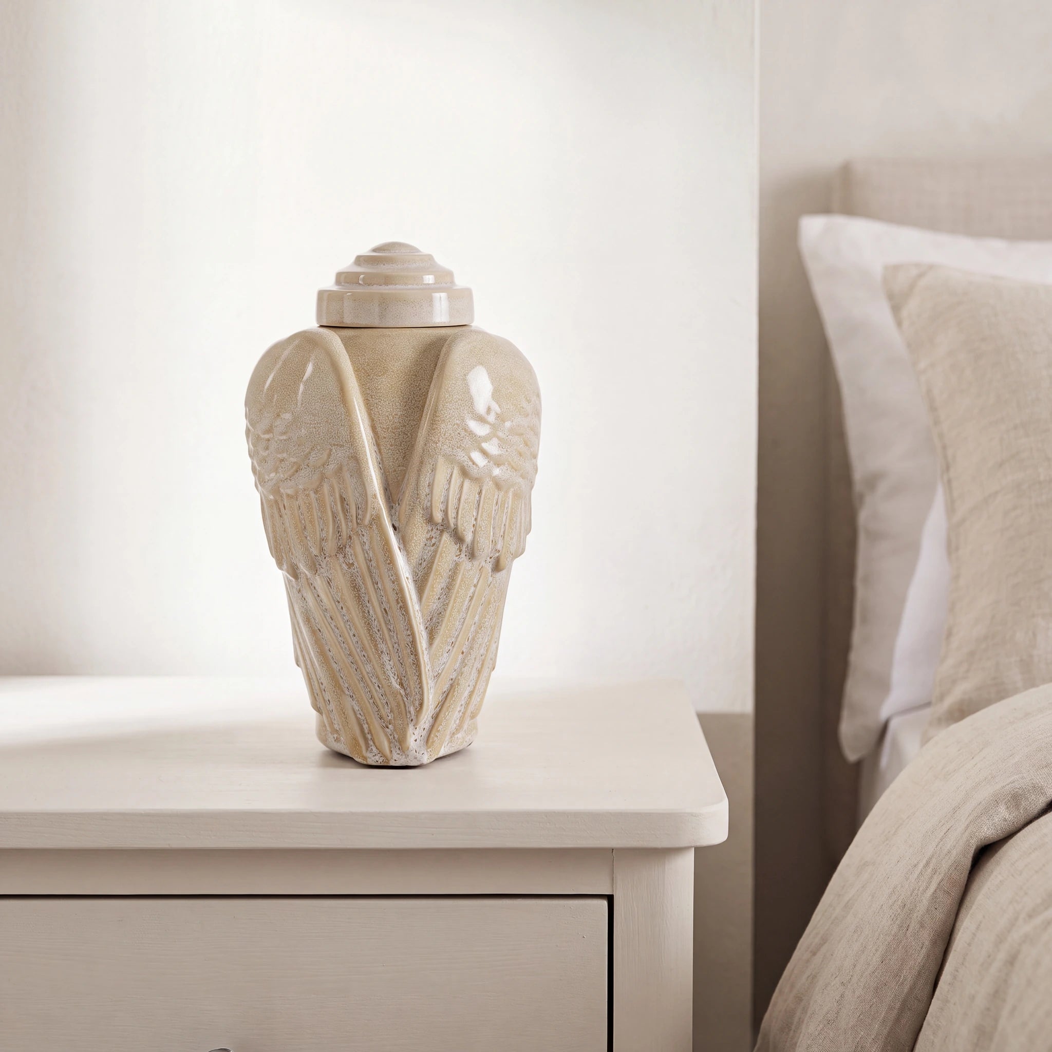 Angel Wings Adult Cremation Urn for Ashes in Light Sand