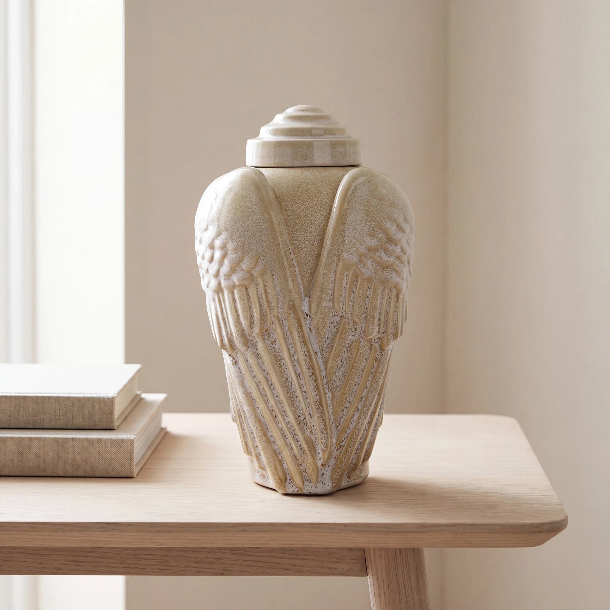 Angel Wings Adult Cremation Urn for Ashes in Light Sand