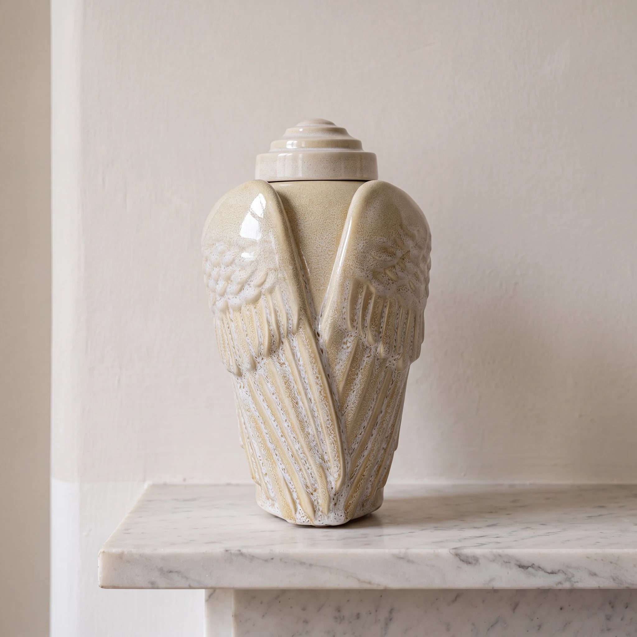 Angel Wings Adult Cremation Urn for Ashes in Light Sand