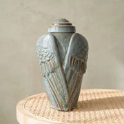 Angel Wings Adult Cremation Urn for Ashes in Oily Green