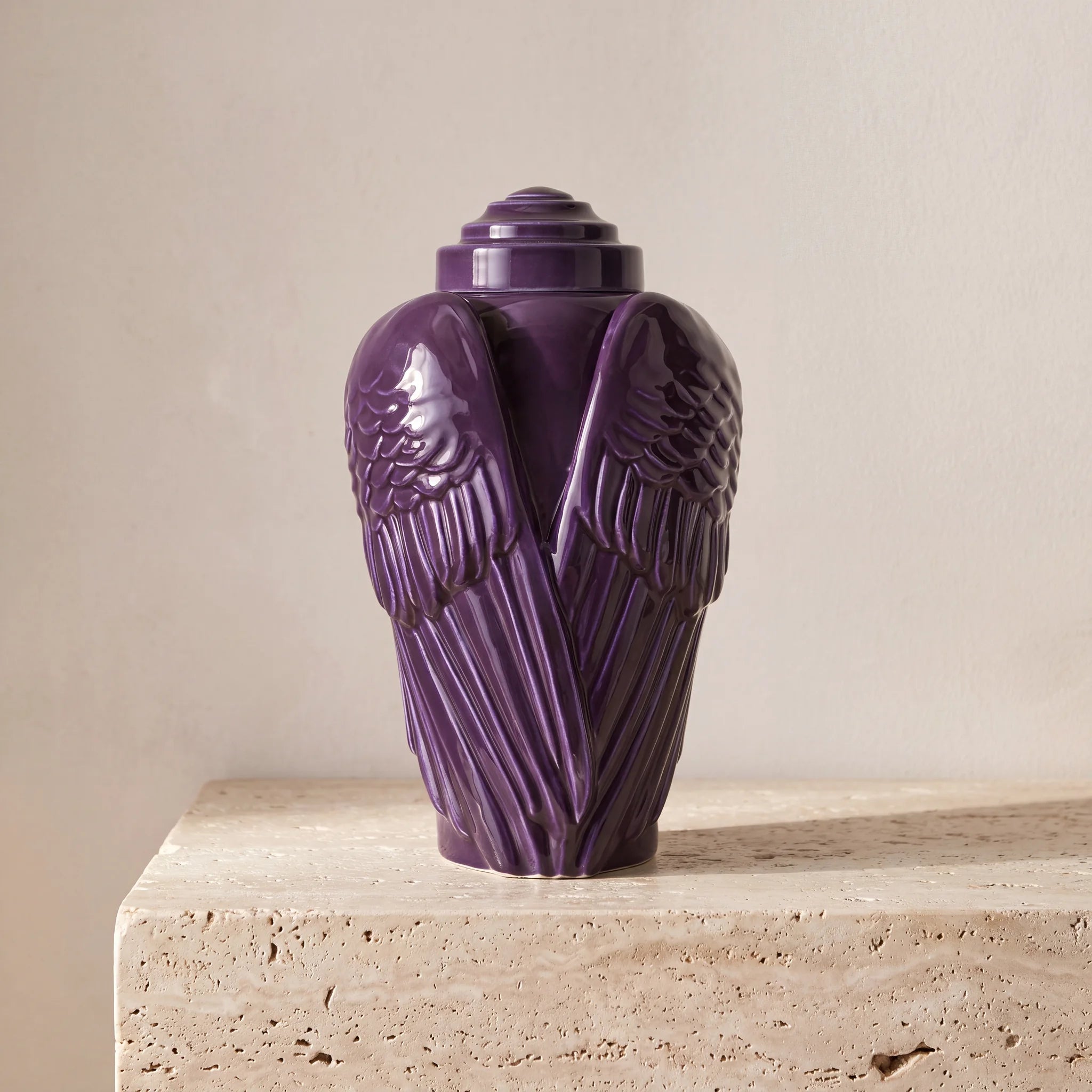 Angel Wings Adult Cremation Urn for Ashes in Purple