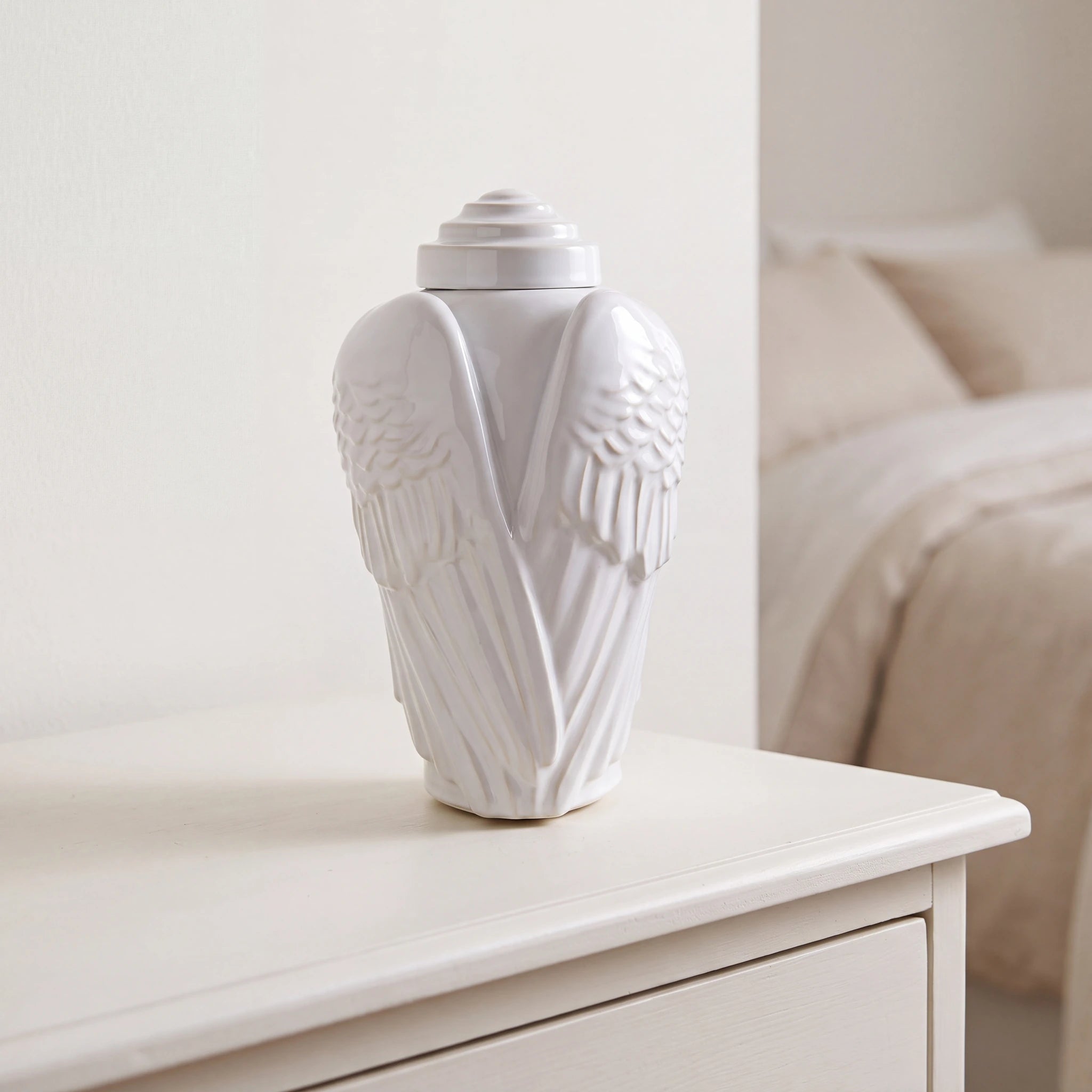 Angel Wings Adult Cremation Urn for Ashes in White