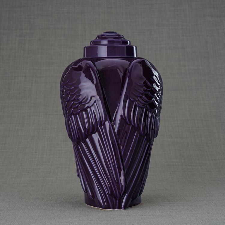 Angel Wings Adult Cremation Urn for Ashes in Purple