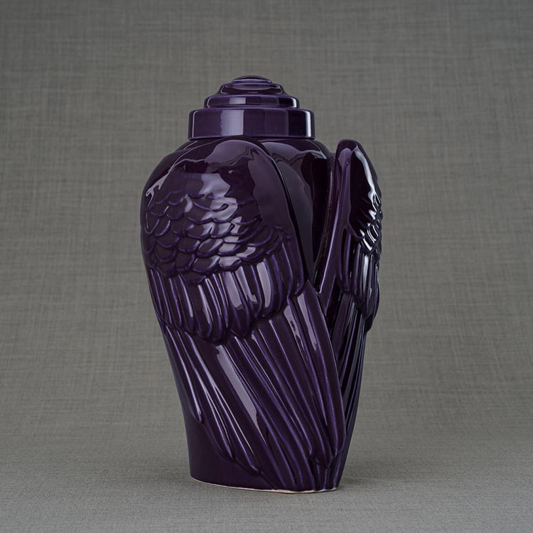 Angel Wings Adult Cremation Urn for Ashes in Purple