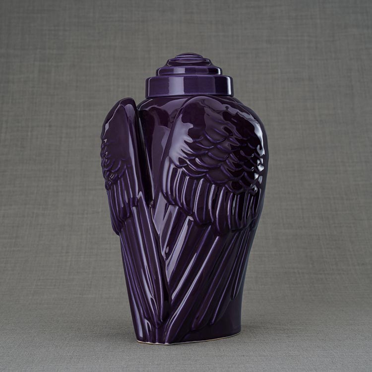 Angel Wings Adult Cremation Urn for Ashes in Violet