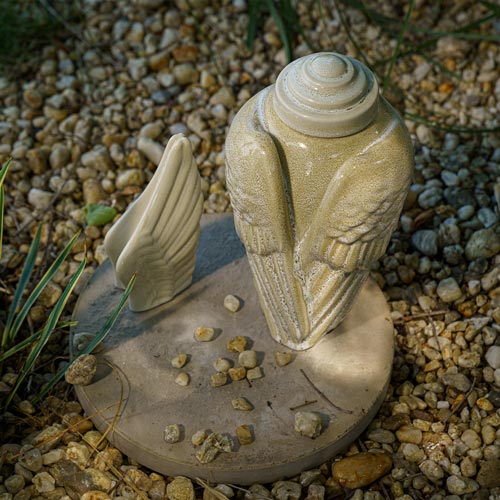 Angel Wings Small Urn for Ashes in Light Sand