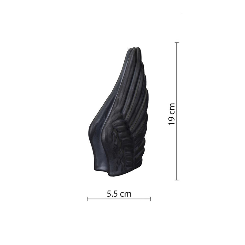 Angel Wings Small Urn for Ashes in Matte Black