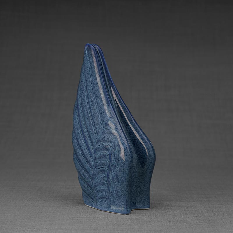 Angel Wings Small Urn for Ashes Blue Left View