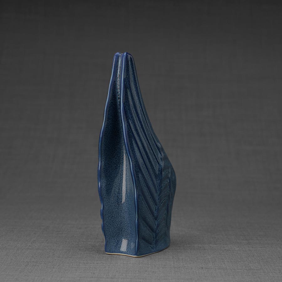 Angel Wings Small Urn for Ashes Blue Rear View