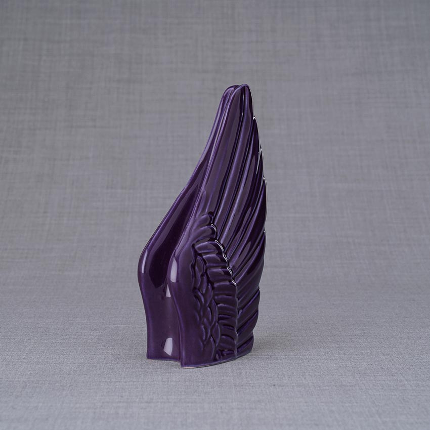 Angel Wings Small Urn for Ashes Violet Front View