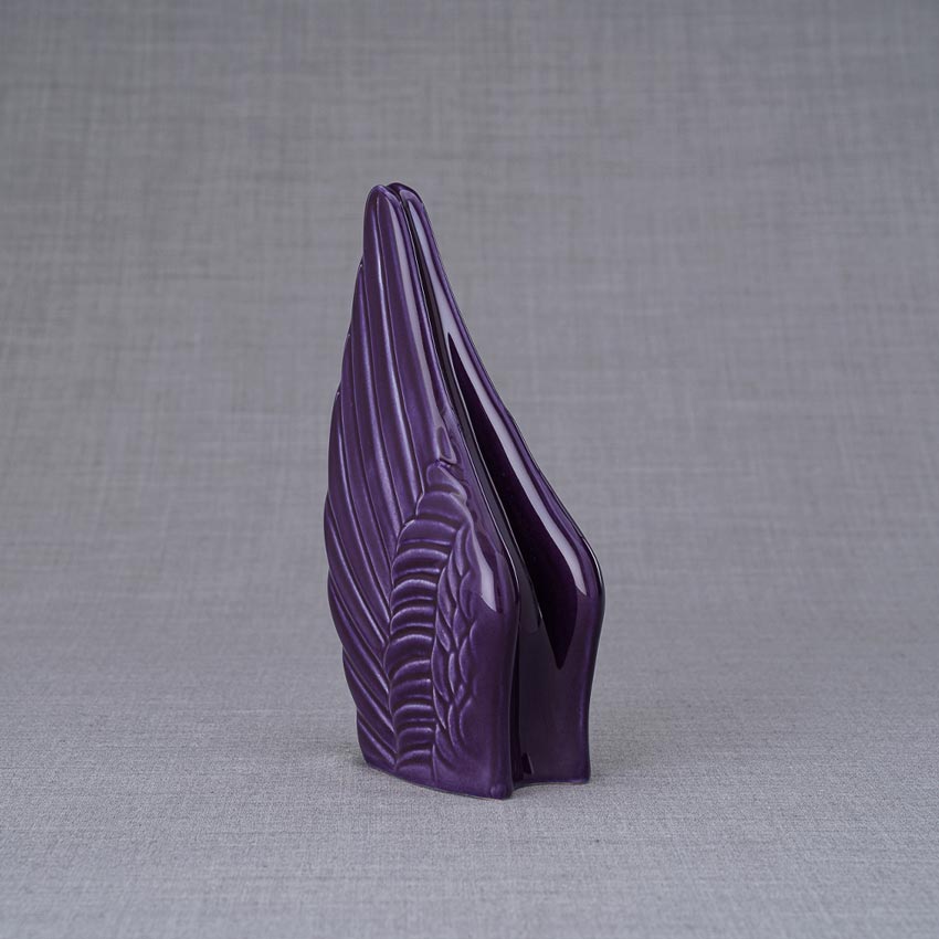 Angel Wings Small Urn for Ashes Violet Side View