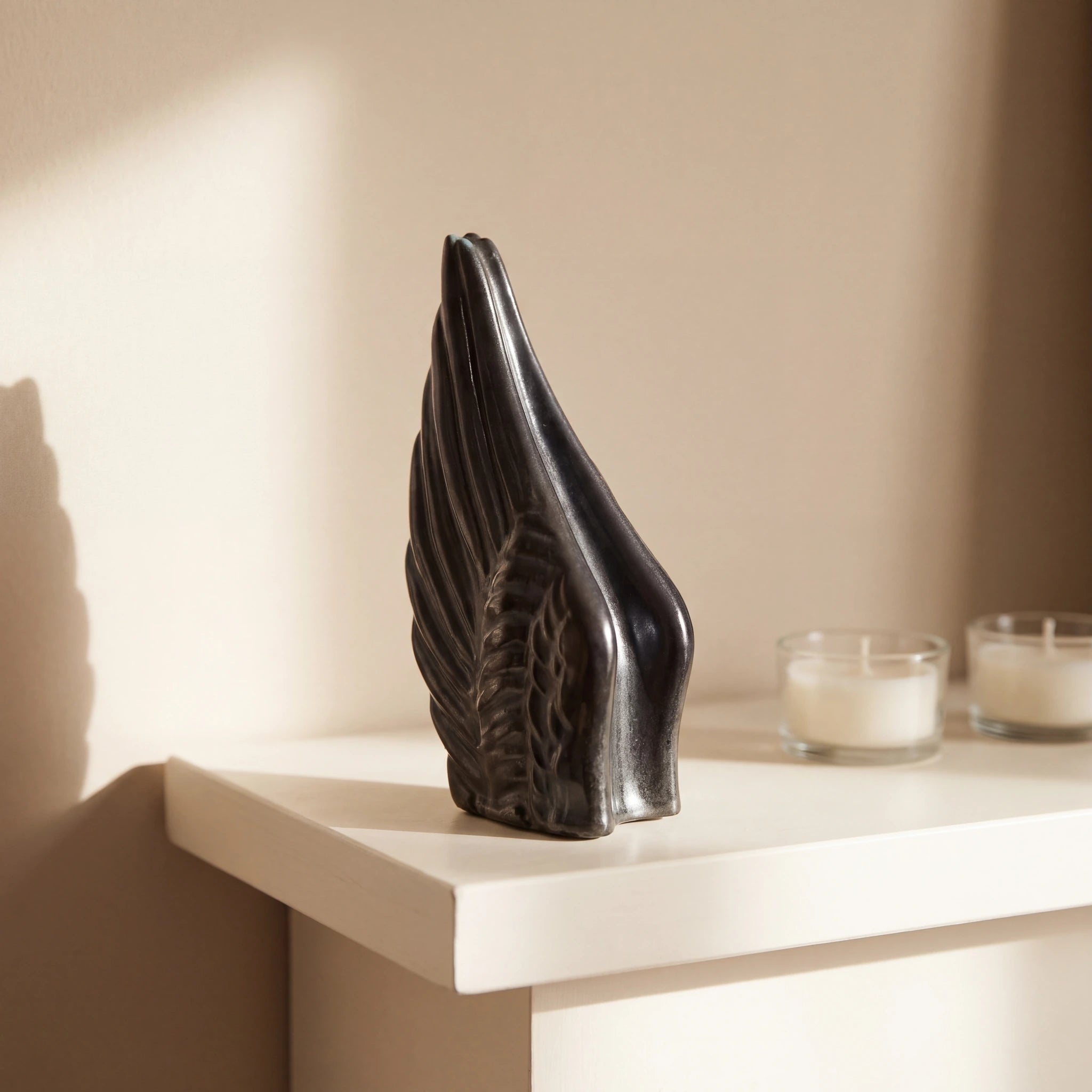Angel Wings Small Urn for Ashes in Black