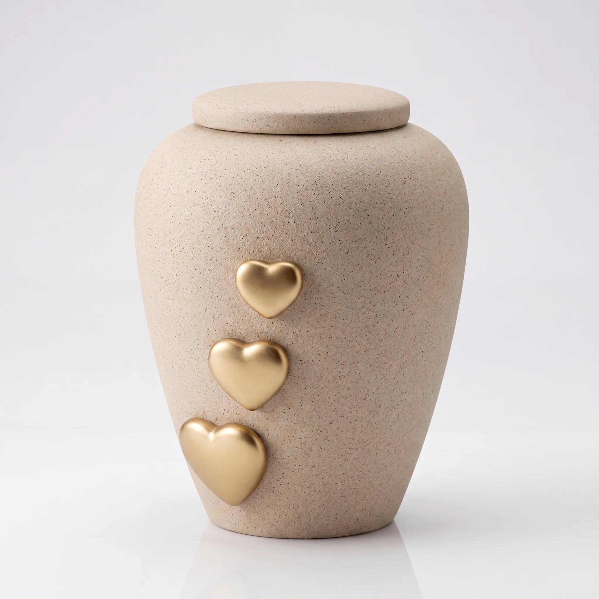 Beige Hearts Adult Cremation Urn for Ashes