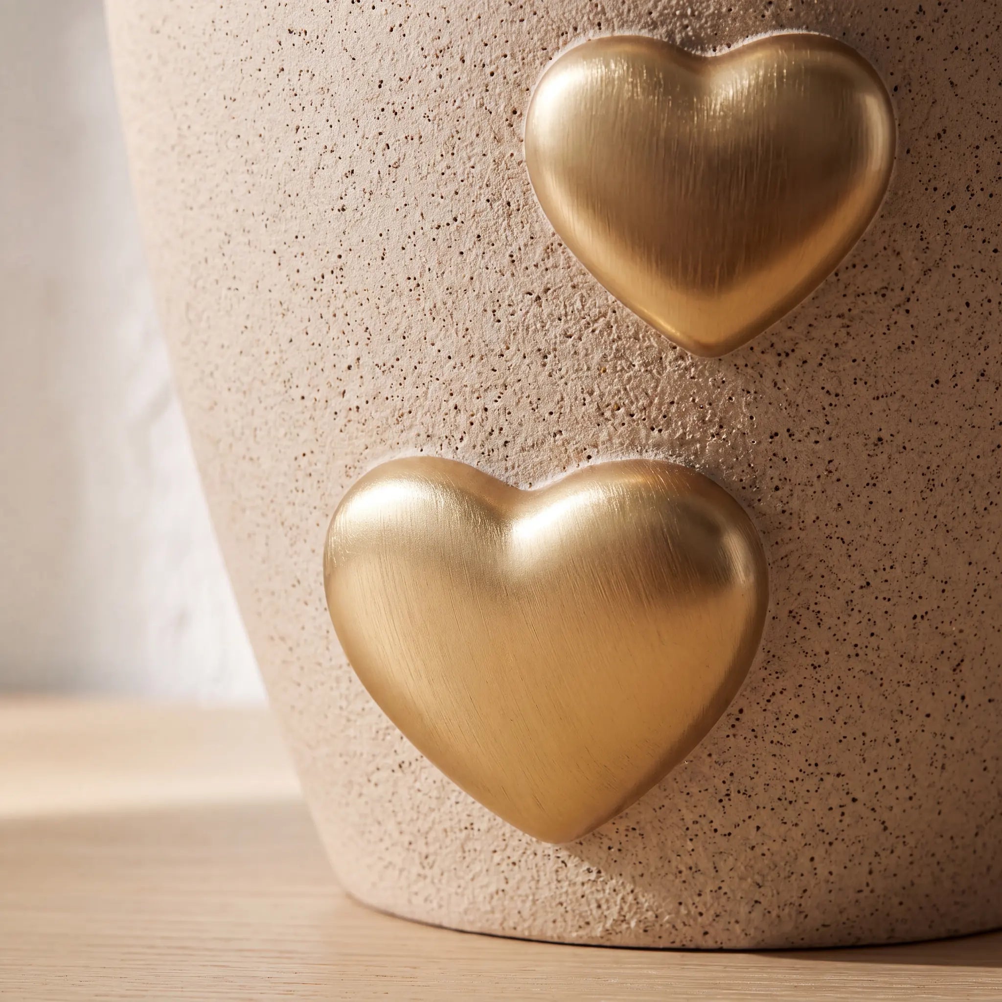 Beige Hearts Adult Cremation Urn for Ashes