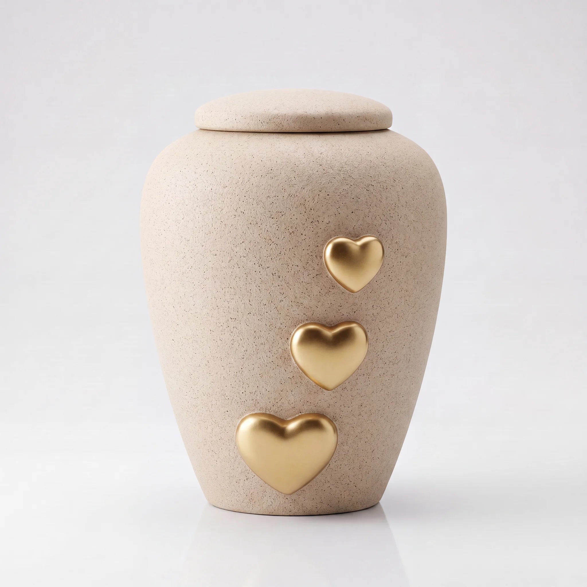 Beige Hearts Adult Cremation Urn for Ashes