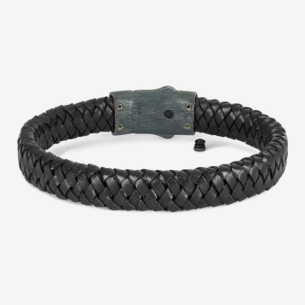 Braided Leather Ashes Bracelet For Men in Black - Matte Edition