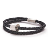 Braided Leather Ashes Bracelet For Men in Black