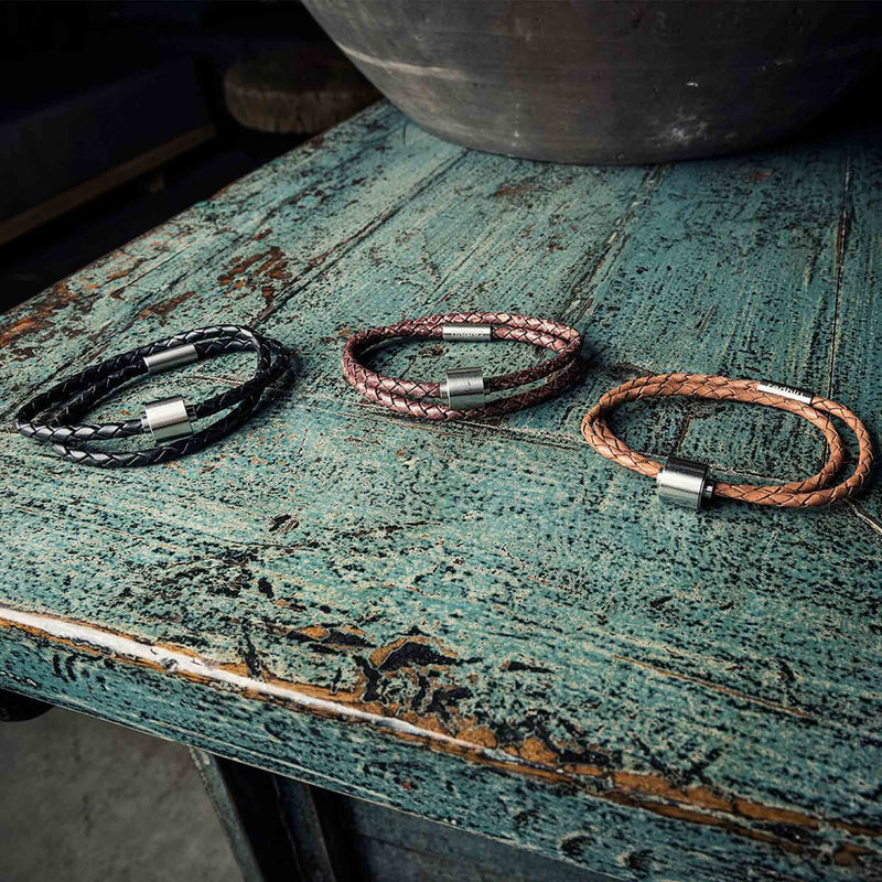 Braided Leather Ashes Bracelet for Men Collection with Black Bracelet
