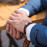 Braided Leather Ashes Bracelet for Men on Wrist