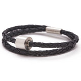 Braided Leather Ashes Bracelet for Men in Black Zoomed
