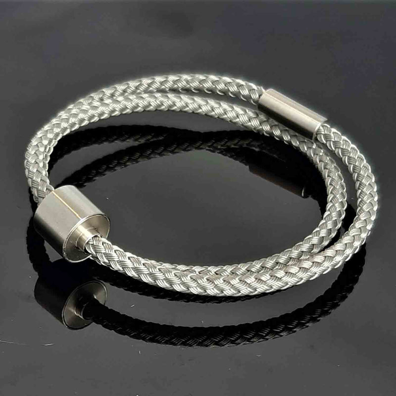 Braided Stainless Steel Ashes Bracelet for Men in Silver