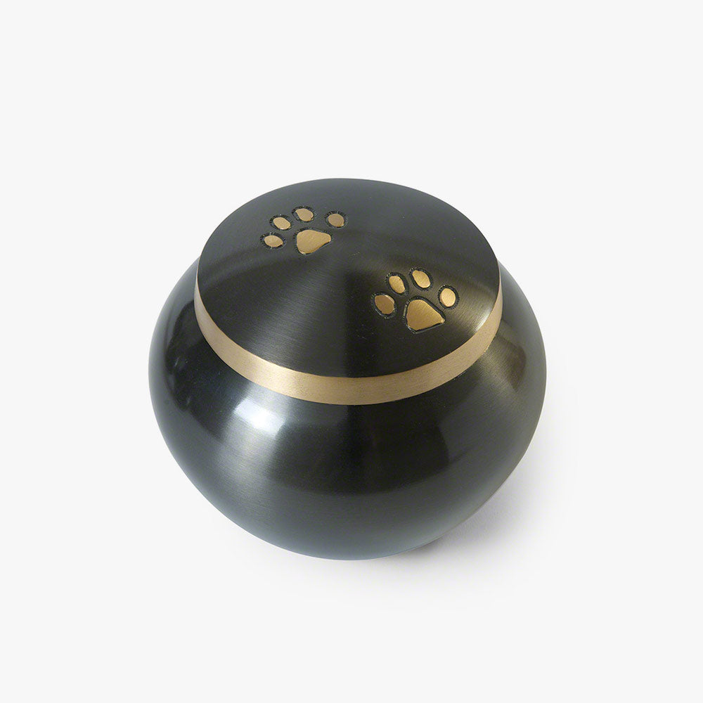 Brushed Metal Pet Urn for Ashes with Paw Print Motif 1100ml Medium