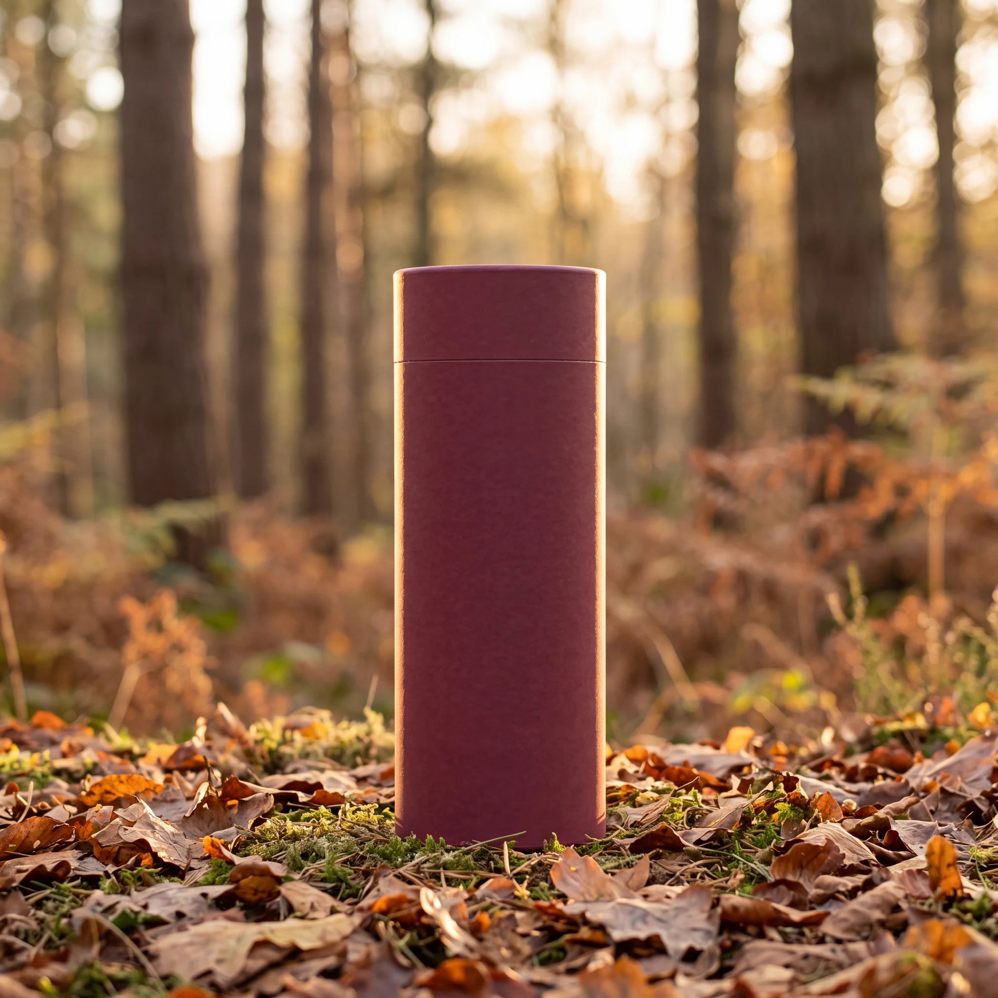 Burgundy-Eco-Friendly-Scattering-Tube-for-Ashes-Adult-In-the-Woods