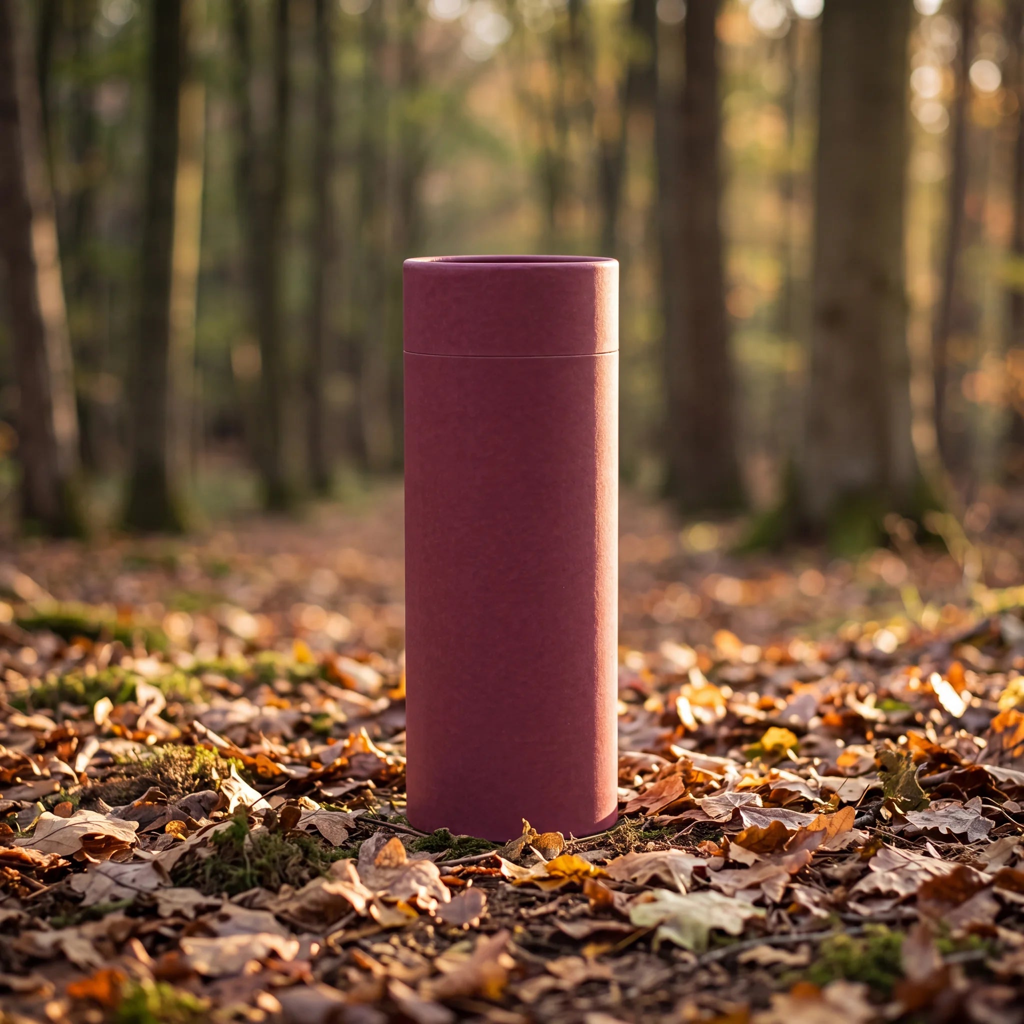 Burgundy-Eco-Friendly-Scattering-Tube-for-Ashes-Medium-In-the-Woods