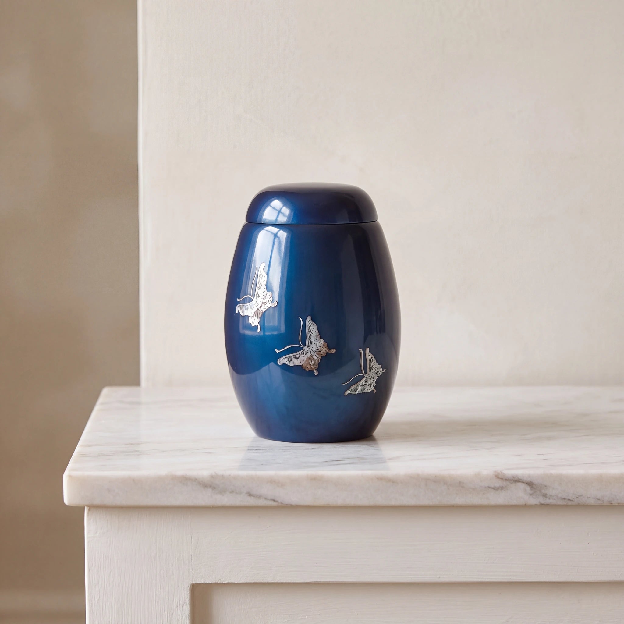 Butterfly Fibreglass Adult Cremation Urn for Ashes in Blue