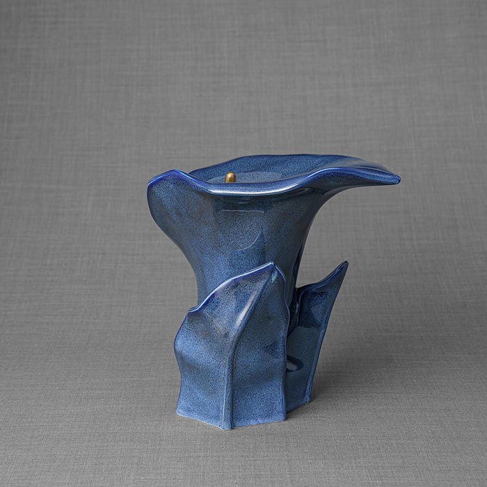 Calla Lily Medium Urn for Ashes in Blue