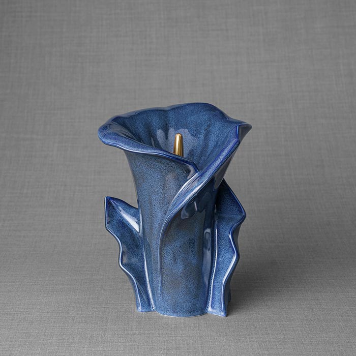 Calla Lily Medium Urn for Ashes in Blue