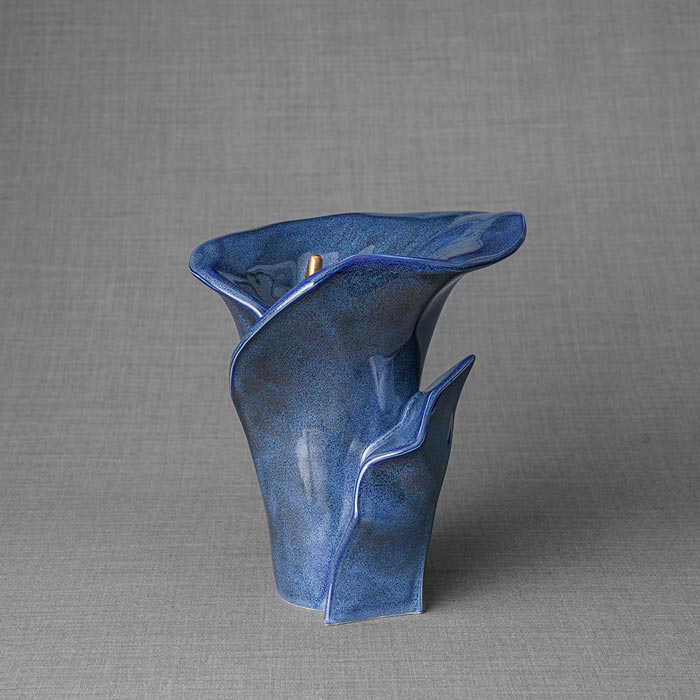 Calla Lily Medium Urn for Ashes in Blue