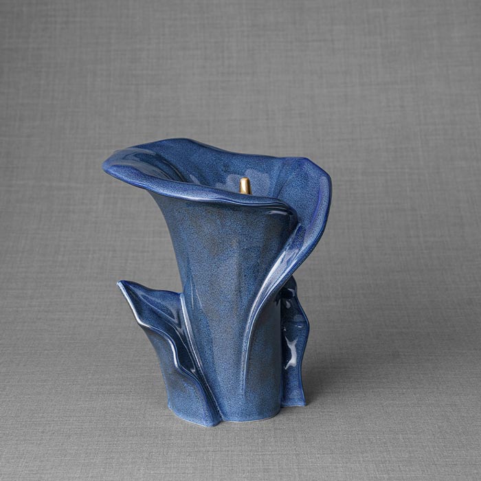 Calla Lilly Medium Cremation Urn for Ashes Blue Right View