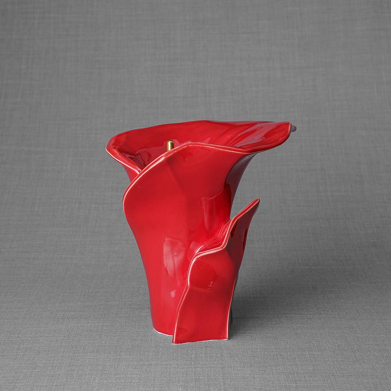 Calla Lilly Medium Cremation Urn for Ashes Red Left View