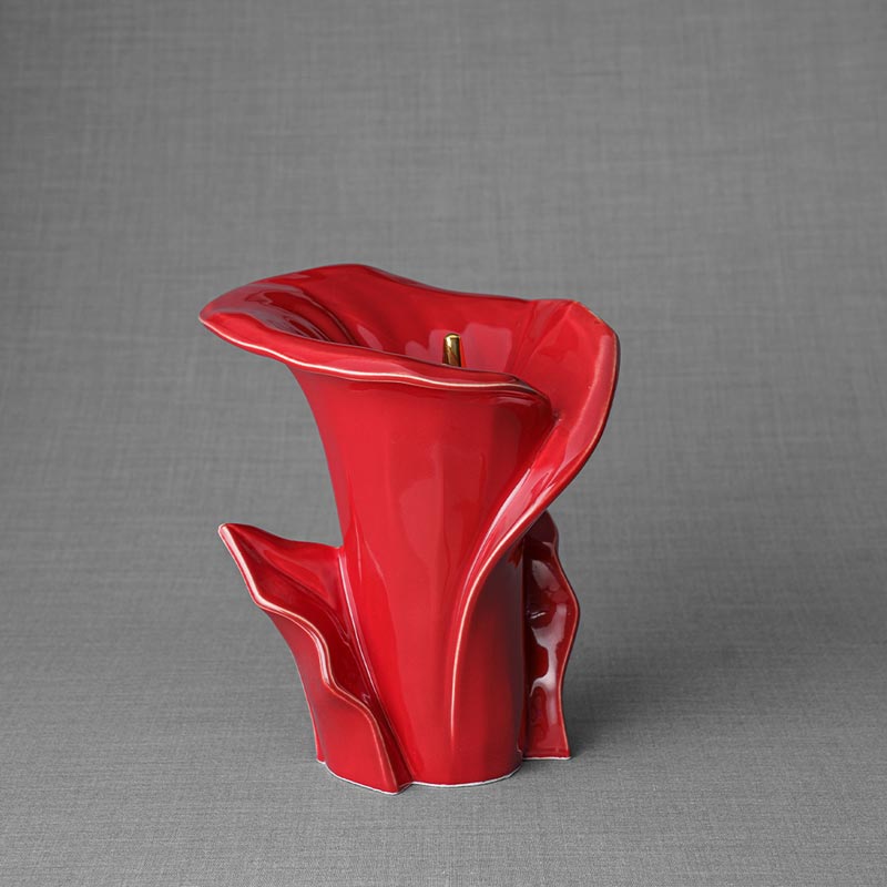 Calla Lily Medium Urn for Ashes in Red