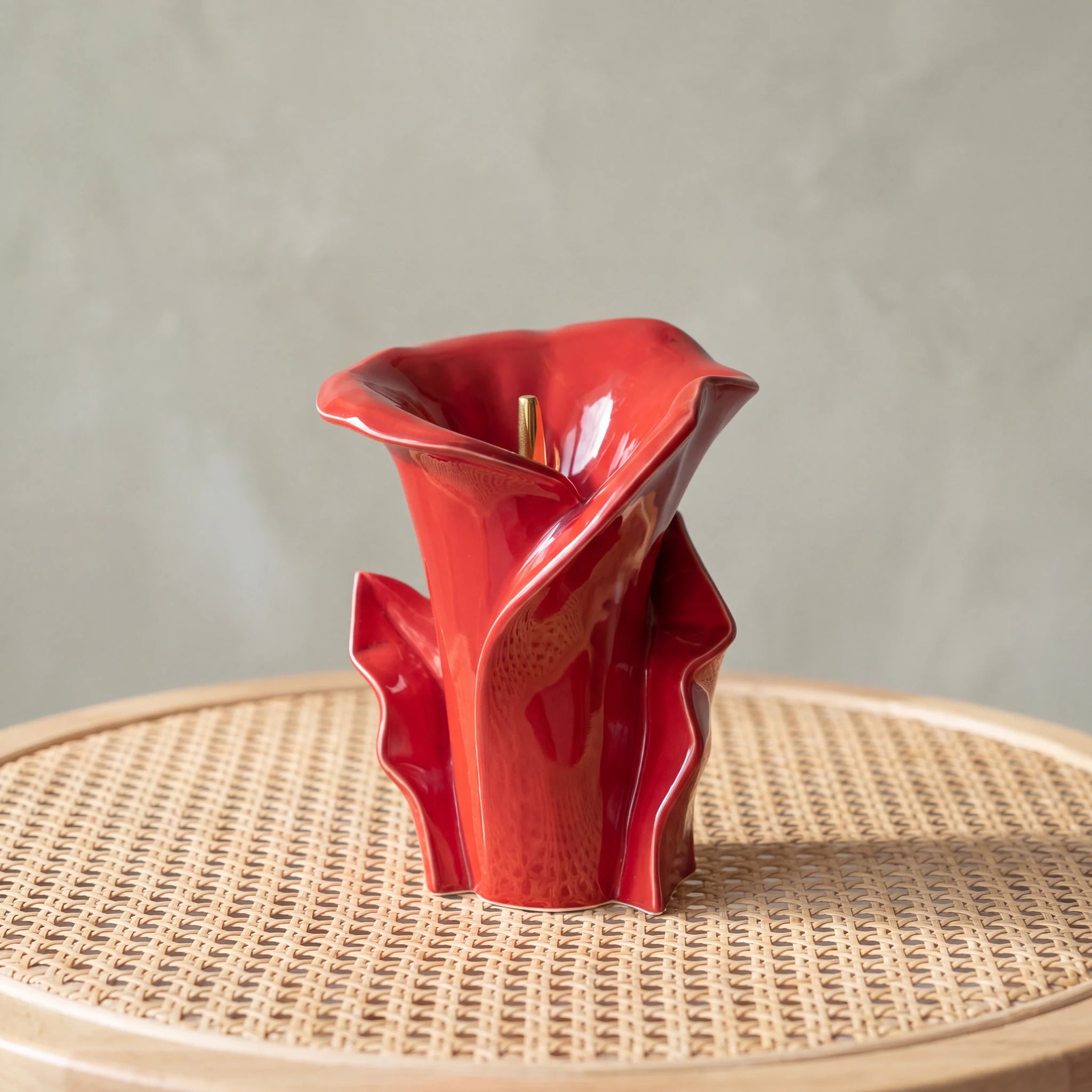 Calla-Lily-Medium-Urn-for-Ashes-in-Red-Cane-Table