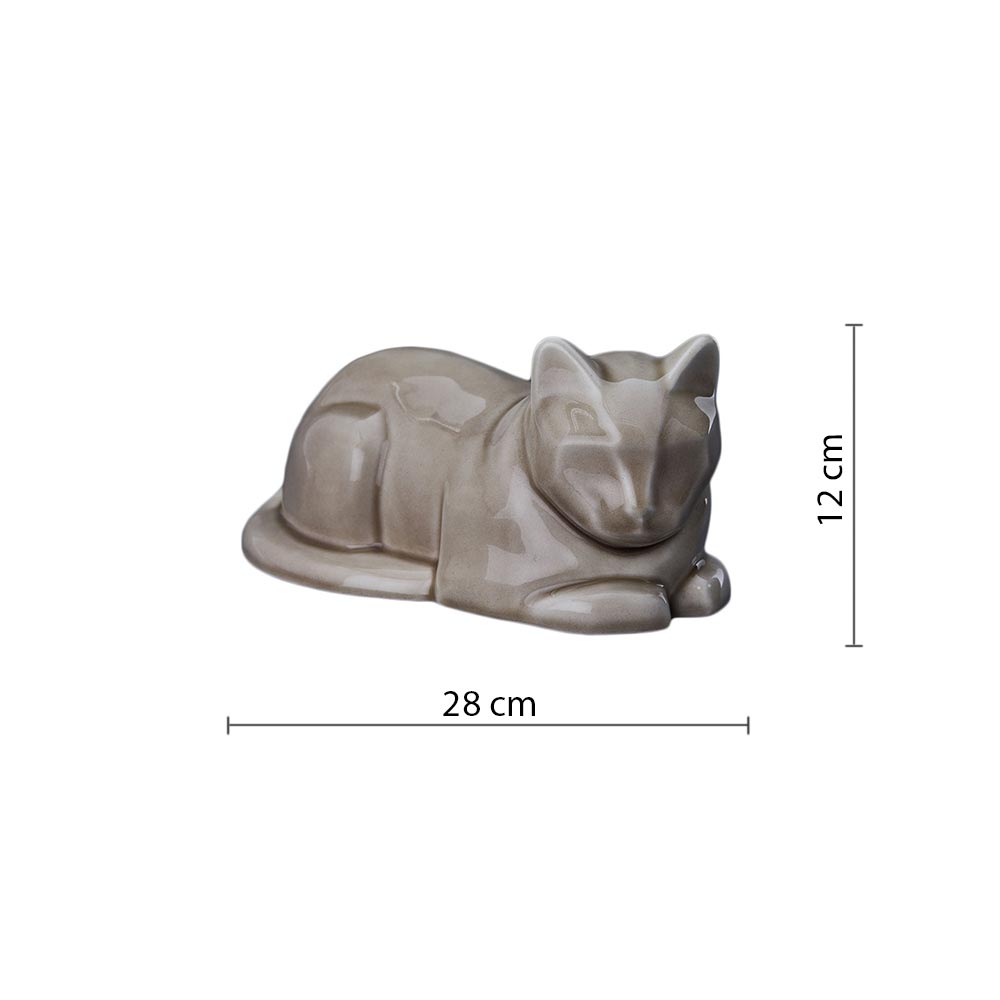 Cat Cremation Urn For Pets Ashes In Beige Grey Dimensions